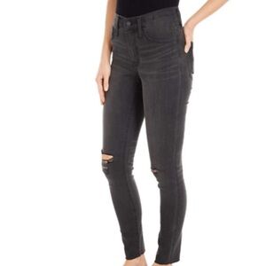 Express Black distressed mid rise skinny jean Jeggings~